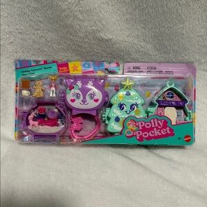 Polly Pocket Holiday Connects Bundle, Micro Doll Accessories, & Pet Play Set NEW